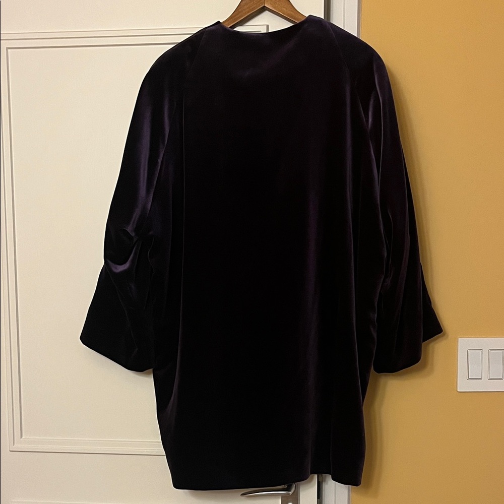 New! Vintage 1997 Jaeger Women's Deep Purple Velvet Cape Swing Coat Sz 12 - Picture 3 of 5